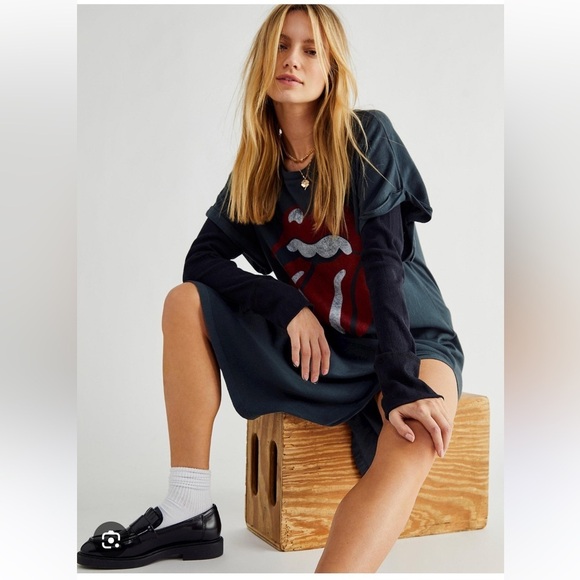 DayDreamer X Free People Rolling Stones 89 Rolled Sleeve Maxi Top Dress NEW - Picture 12 of 12